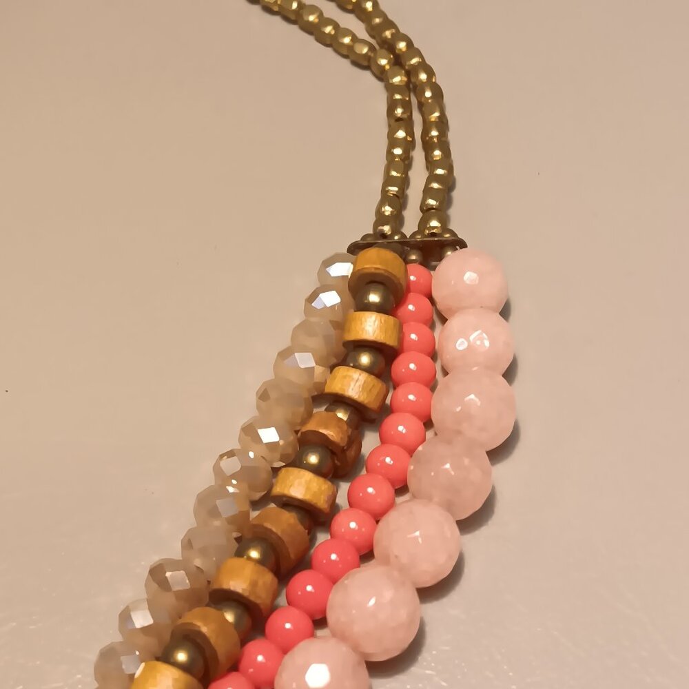 Pannee pink multi-layer necklace & Powered by Pink rhinestone earrings - Picture 4 of 14